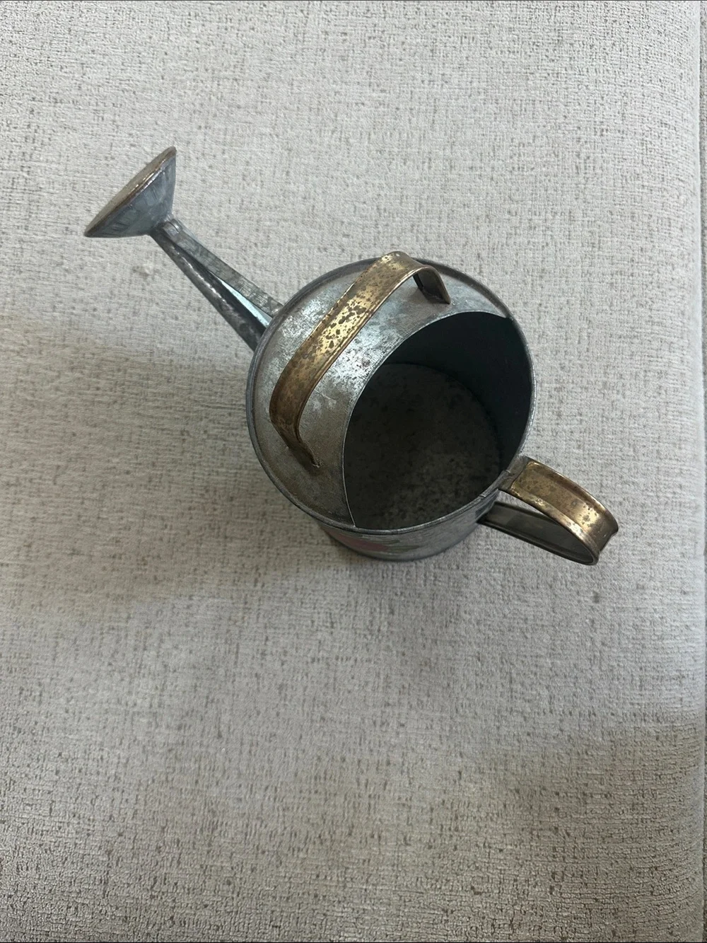 Vintage Kmart Galvanized Metal Watering Can - Hand Painted Apple Farmhouse Decor